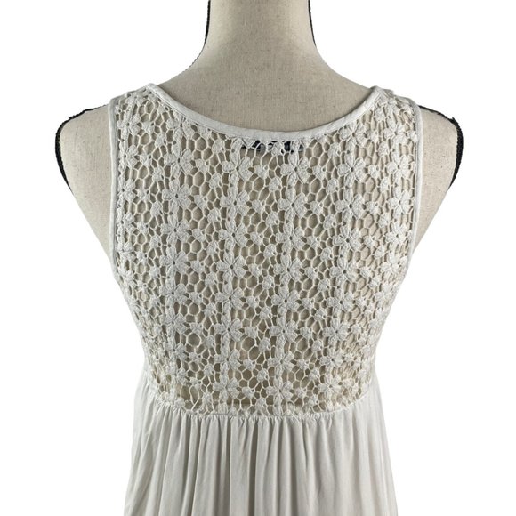 AMERICAN EAGLE OUTFITTERS WHITE TIERED BOHO DRESS FLORAL CROCHET LACE BACK XXS - Picture 7 of 9